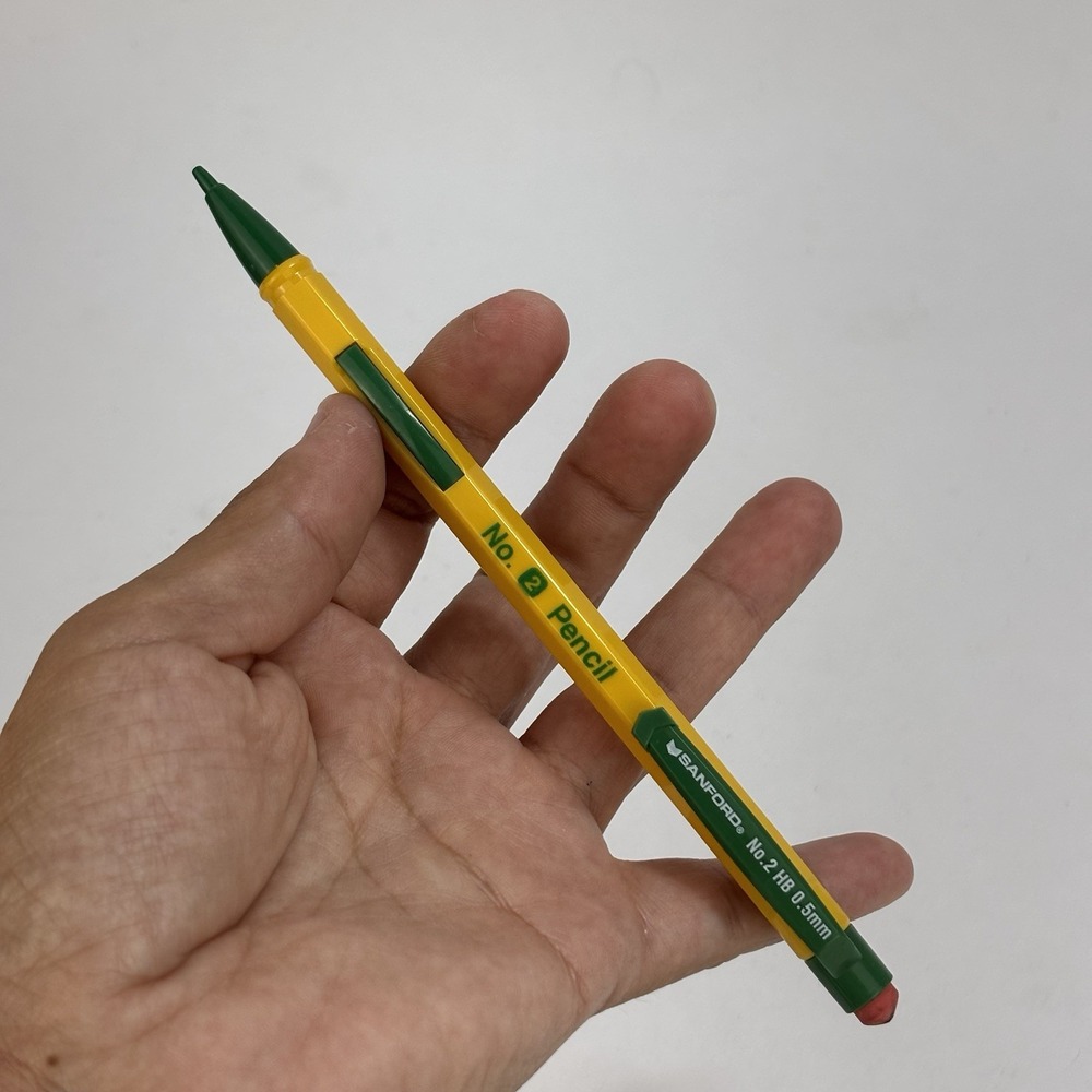 Vintage SANFORD Clickster Mechanical Pencil 0.5mm Yellow Green No. 2 HB